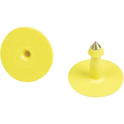 MS TAG ROUND MALE, METAL TIP, YELLOW, BLANK 100/PKG